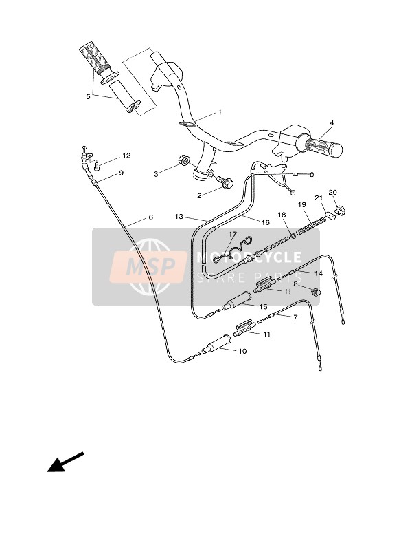 Yamaha EW50 SLIDER 2003 Poignée de direction & Câble pour un 2003 Yamaha EW50 SLIDER